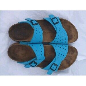 Birki's 260mm 40 Men's 7.5 Slide On Dbl Strap Turquoise Sandals 9.5 Women's